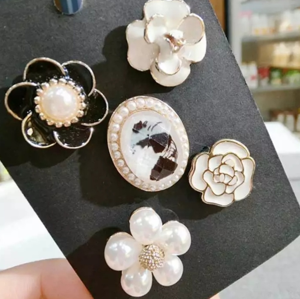 5pc Camellia French woman brooches paris designer